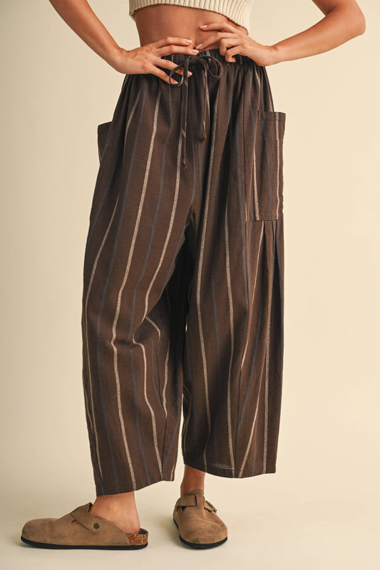 Relaxed Stripe Drawstring Crop Pant