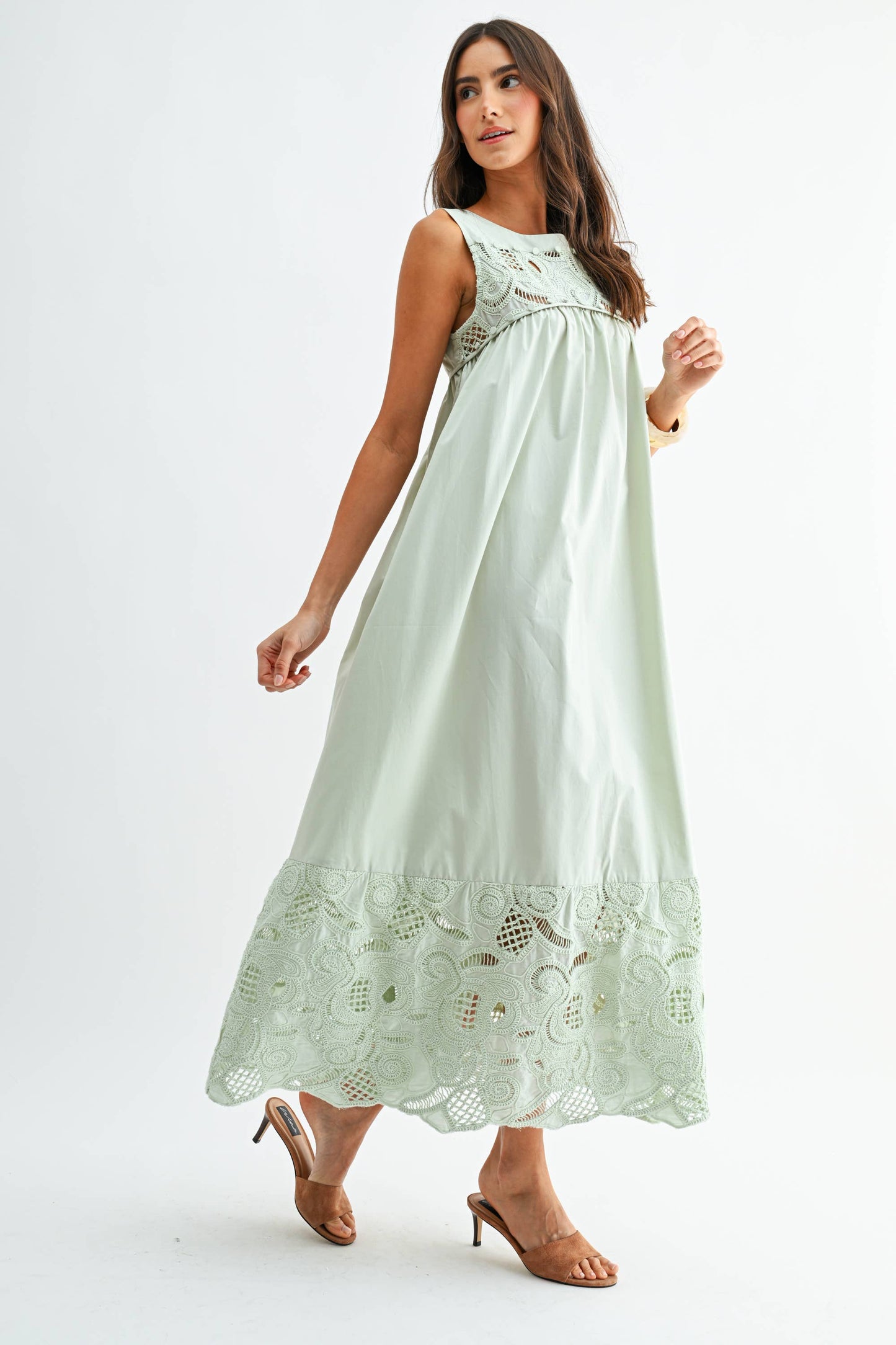 Embroidered Trim Boho Maxi Dress