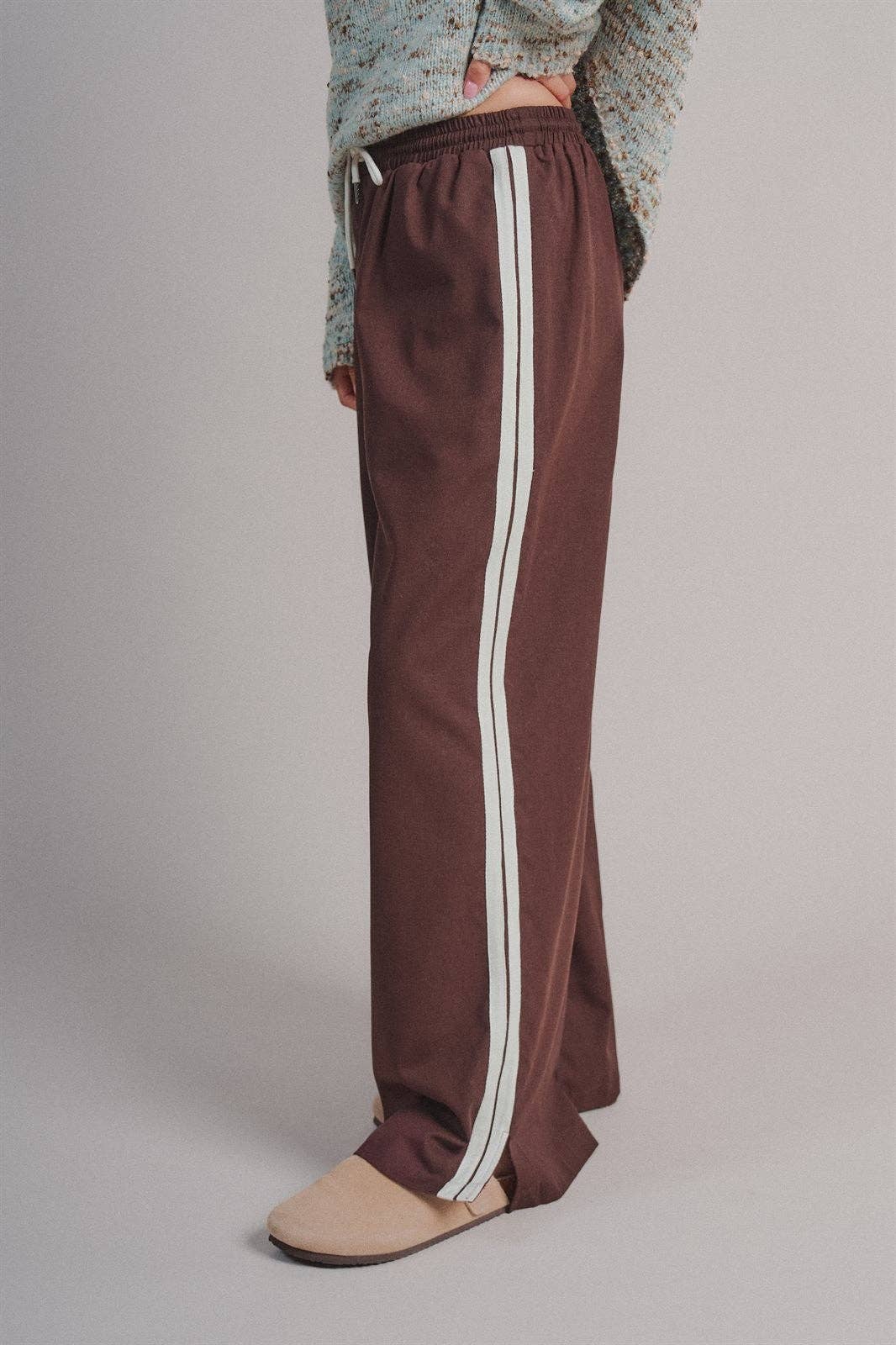 Striped Drawstring Wide-Leg Pants