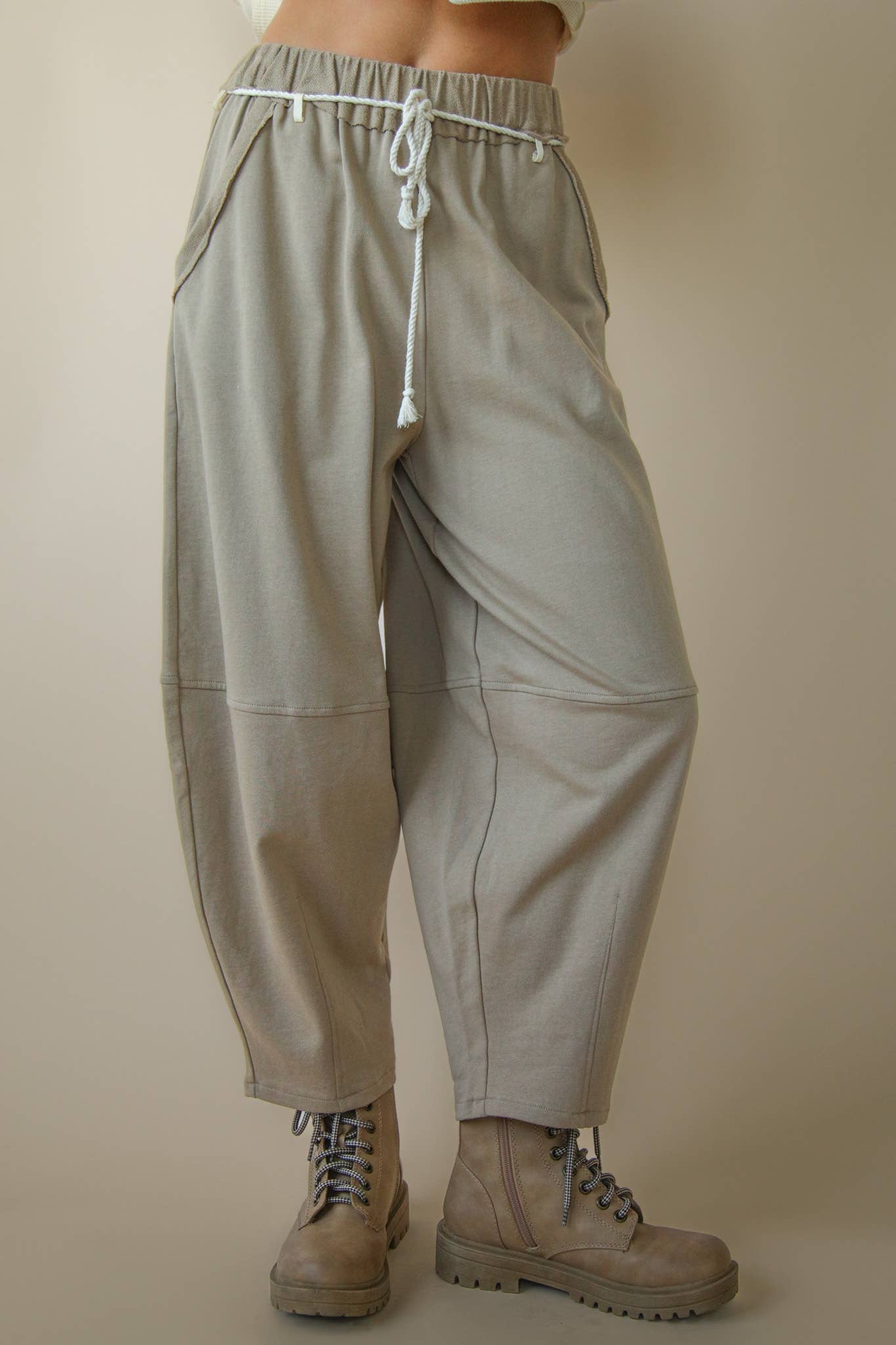 Braided Drawstring Barrel Sweatpants