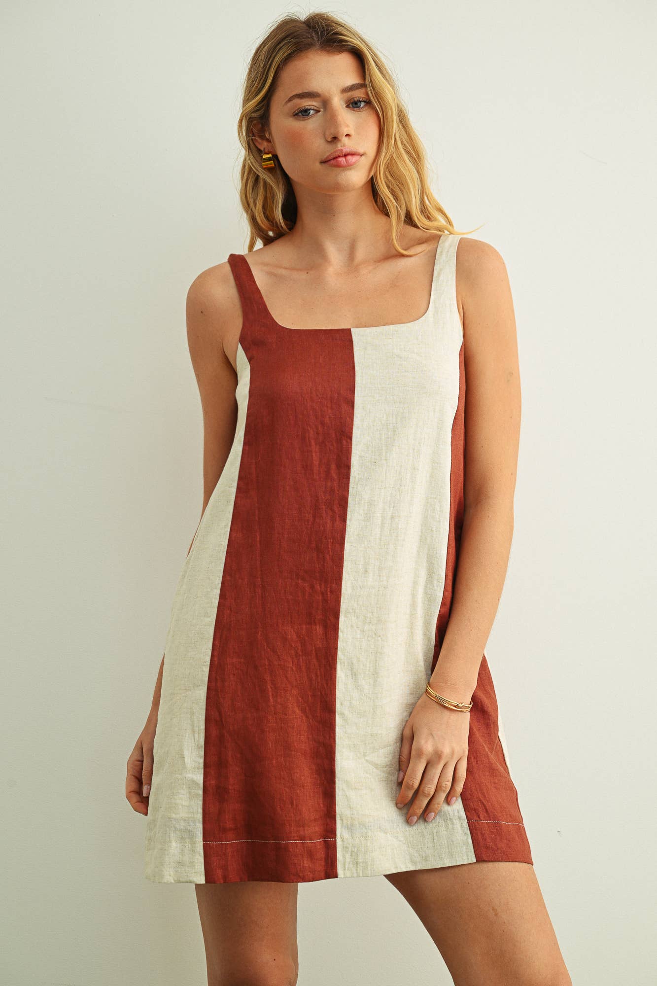 Color Block Linen Dress
