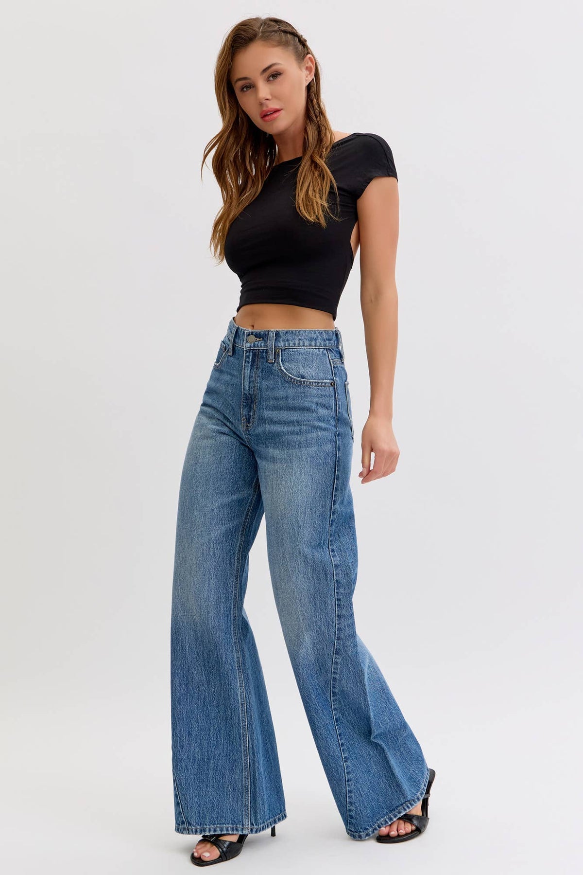 High Rise Wide Leg with Curved Side Seam