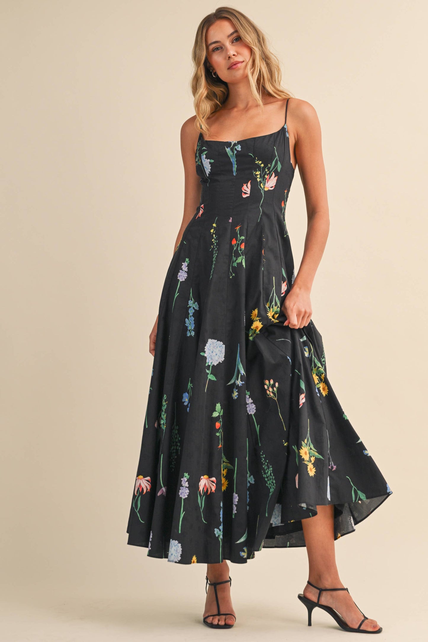 Floral Corset Bodice Maxi Dress