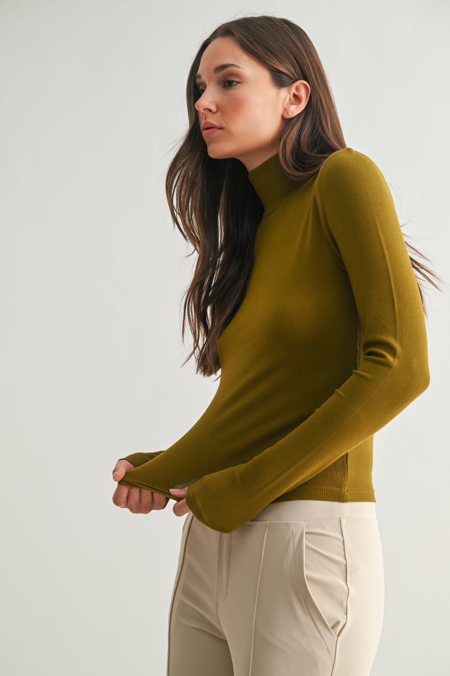 Micro Ribbed Long Sleeve Turtleneck