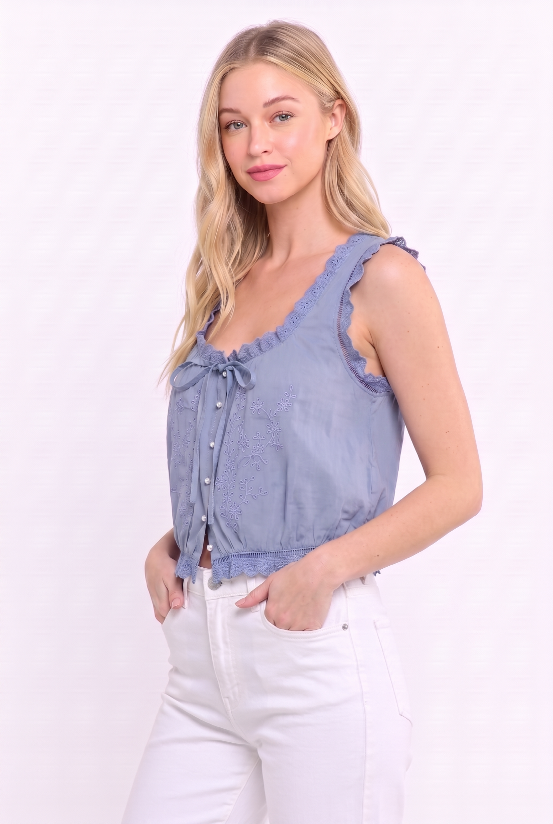 Embroidered Broderie Anglaise Cotton Top