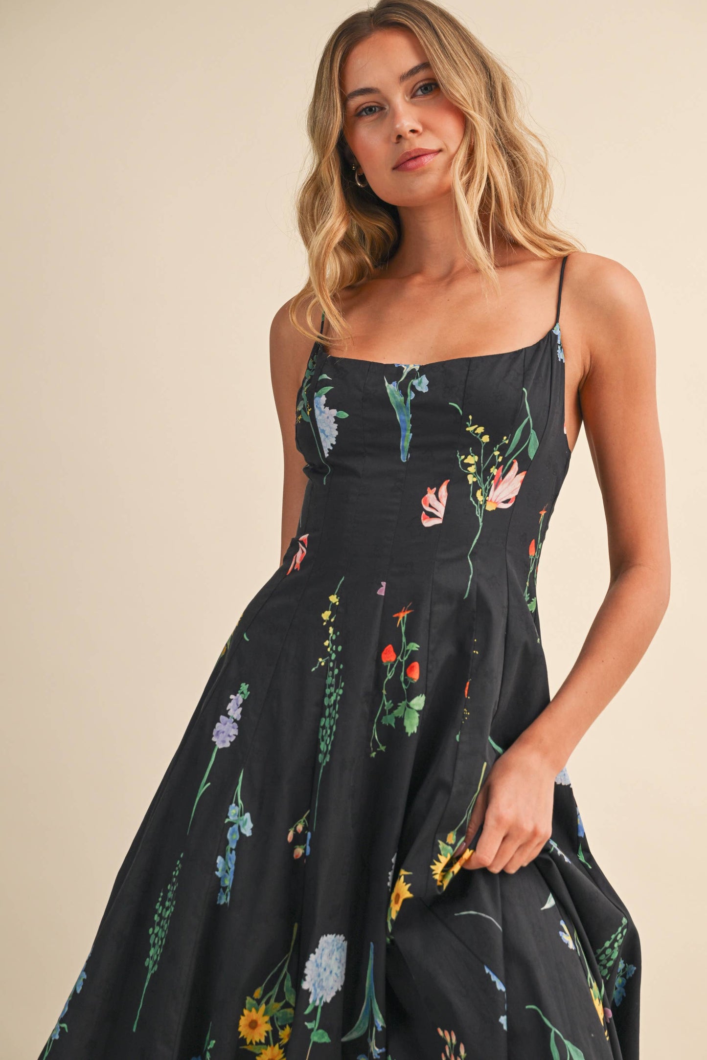 Floral Corset Bodice Maxi Dress