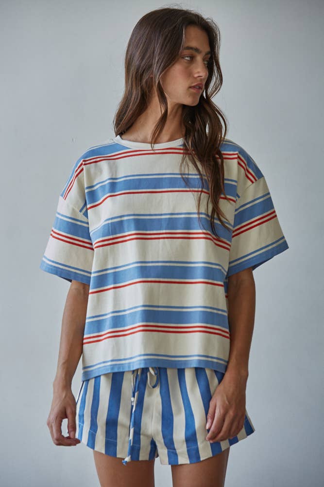 Multi Striped Short Sleeve Tee