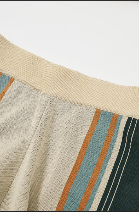 Border Stripe Knit Wide Leg Pants