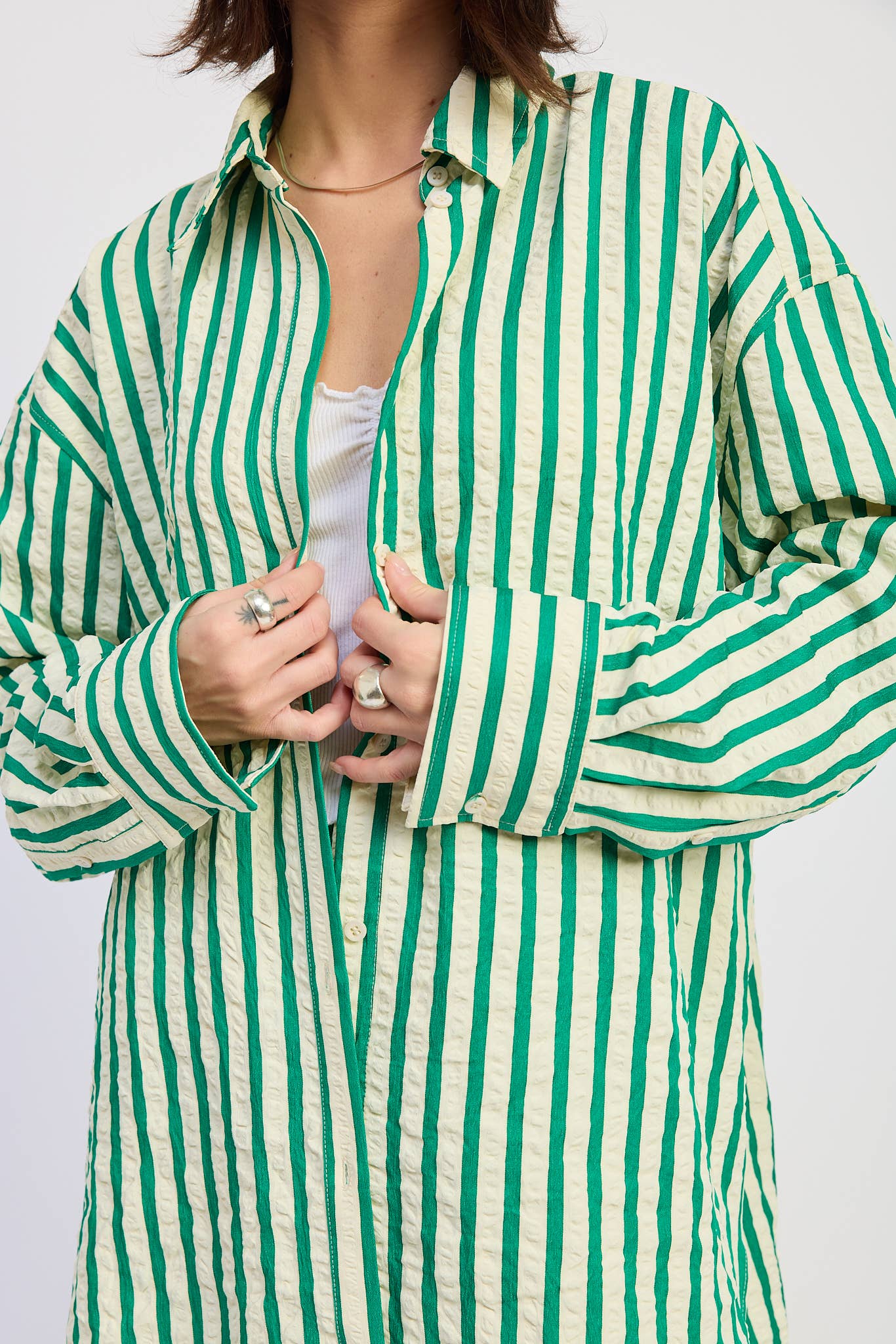 Oversized Seersucker Stripe Button Down