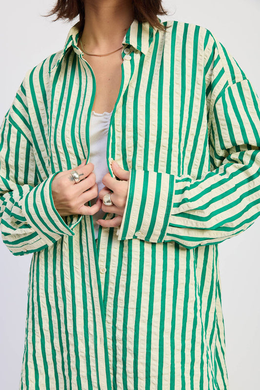 Oversized Seersucker Stripe Button Down
