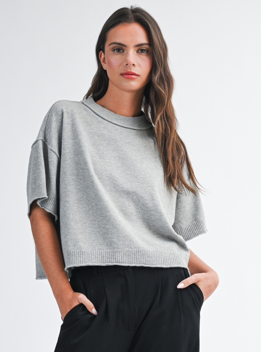 Cropped Short Sleeve Sweater