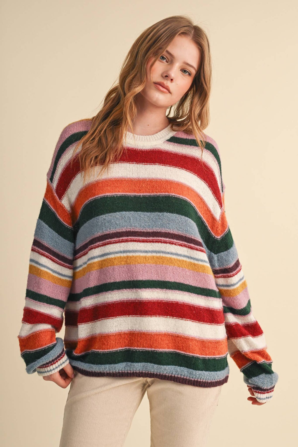 Multicolor Striped Oversized Sweater