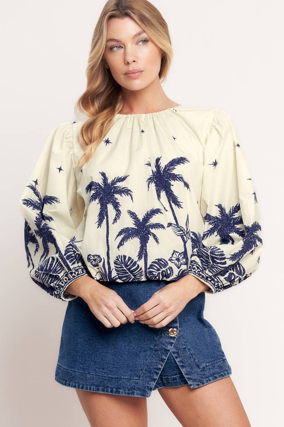 Palm Tree Bubble Blouse