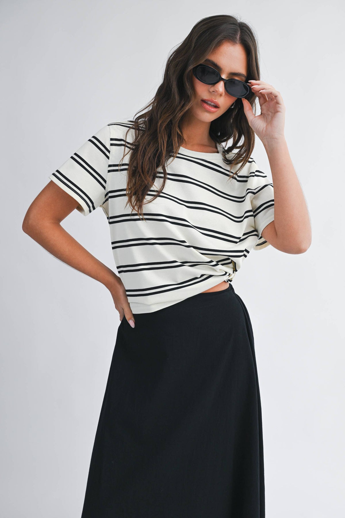 Striped Boxy Short Sleeve Tee