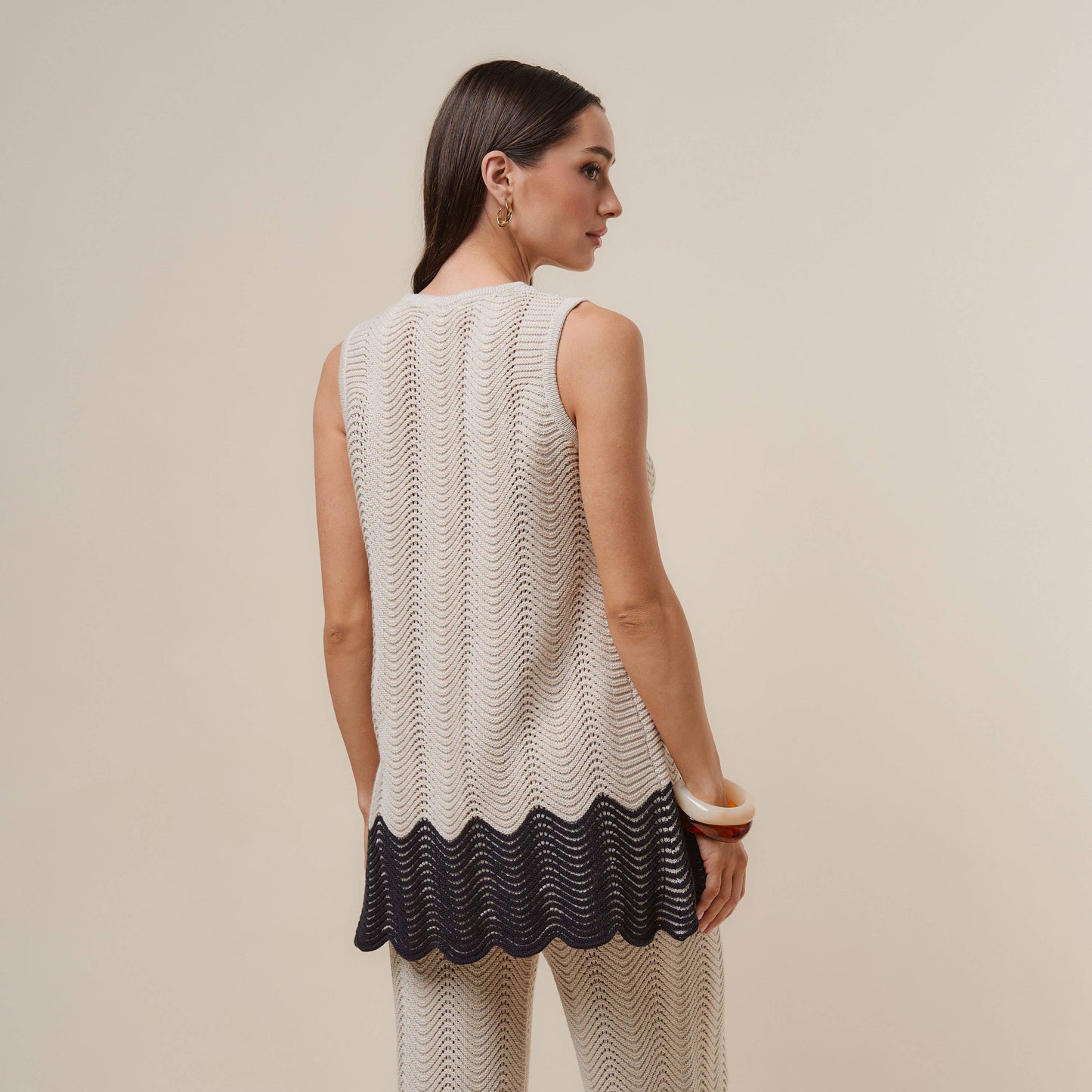 Colorblock Button knit top