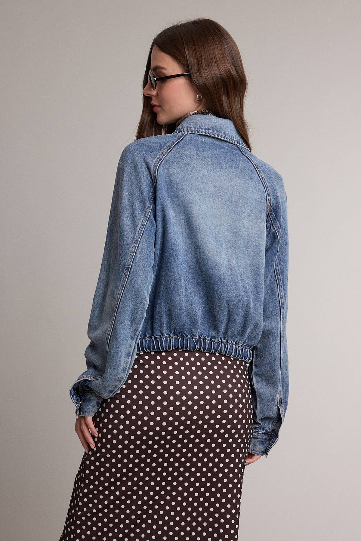 Soft Washed Denim Drawstring Jacket
