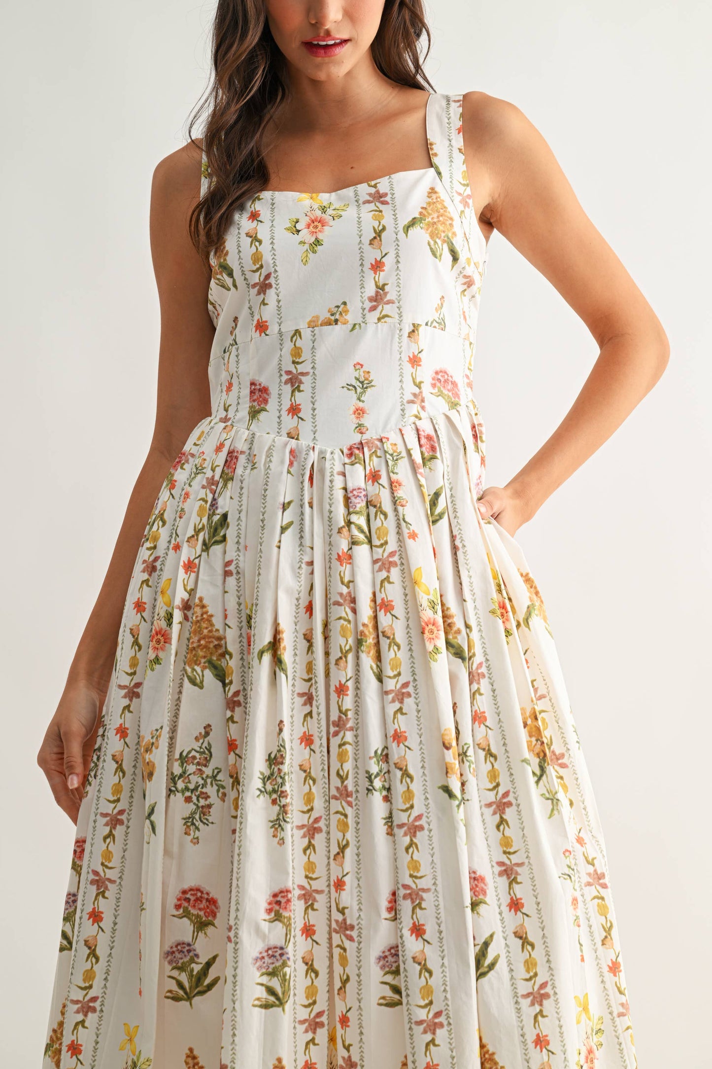 Floral Print Cotton Midi Dress