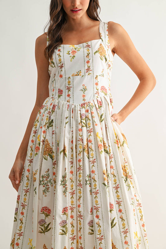 Floral Print Cotton Midi Dress