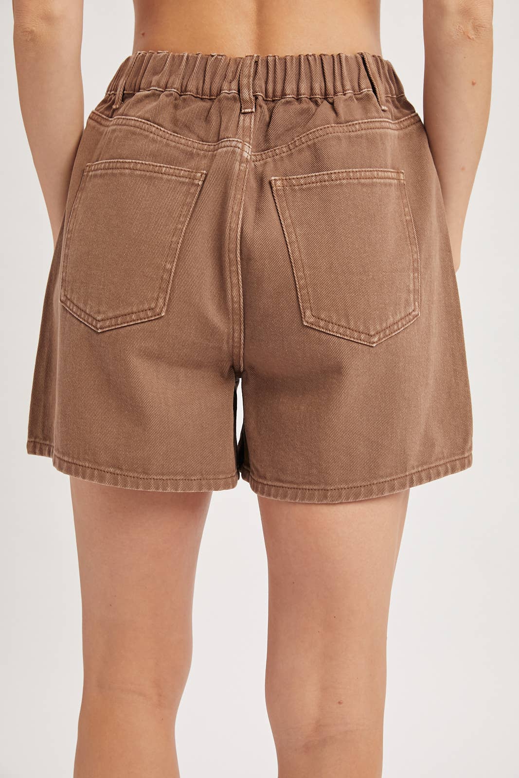 Colored Denim Short With Elastic Waist