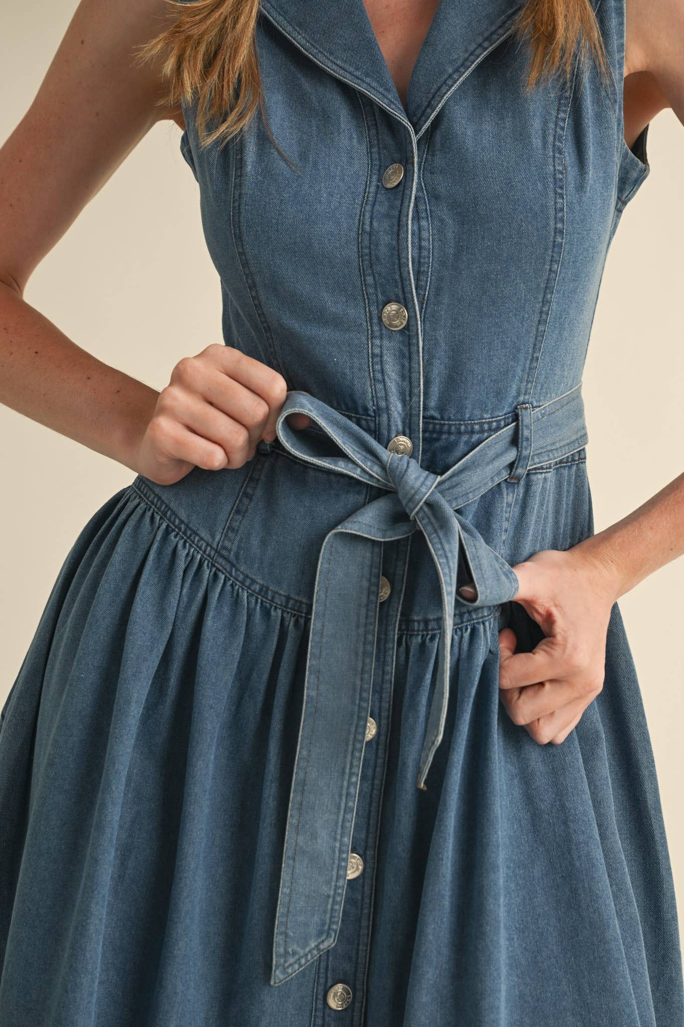 Collared Button Down Midi Dress