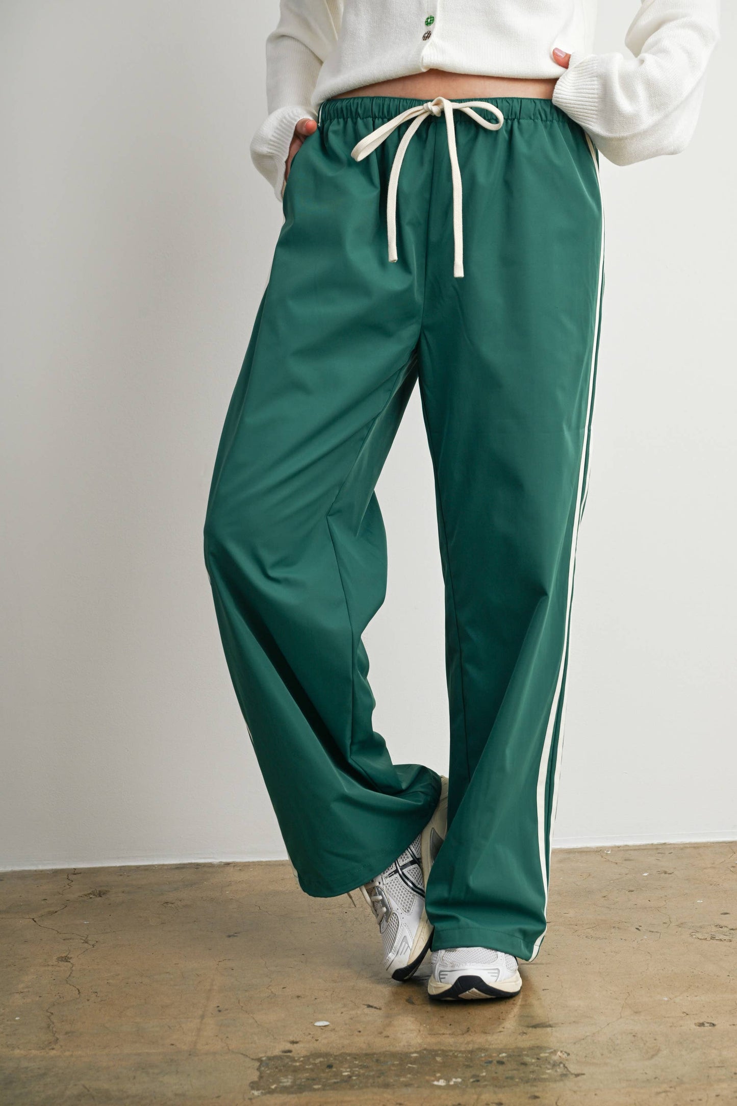Striped Drawstring Cuffed Track Pants