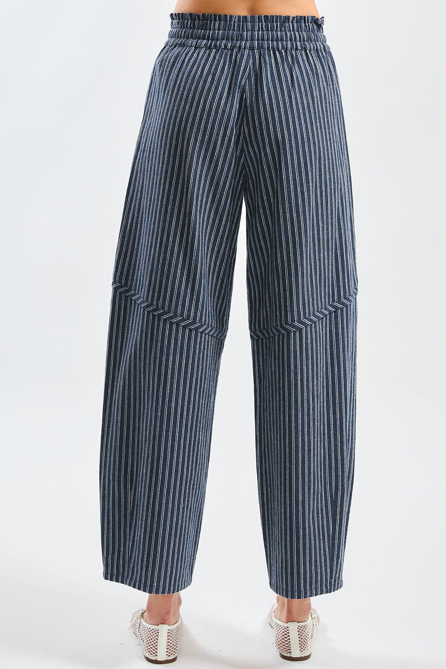 Pinstripe Drawstring Barrel Pant