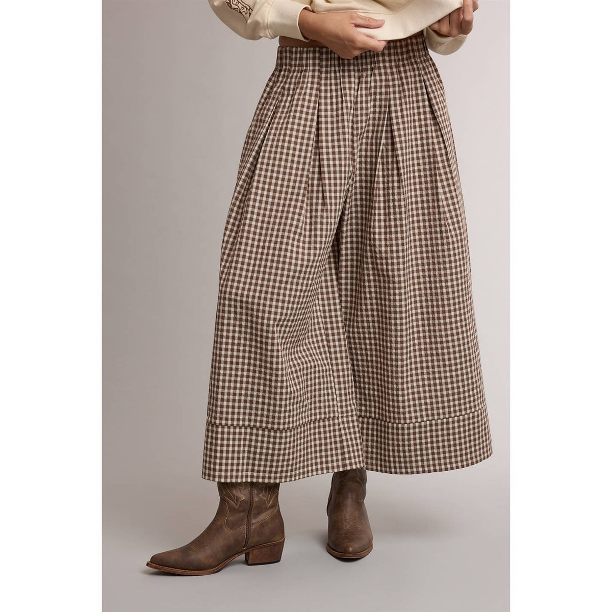 Checkered Comfort Wide-Leg Pants