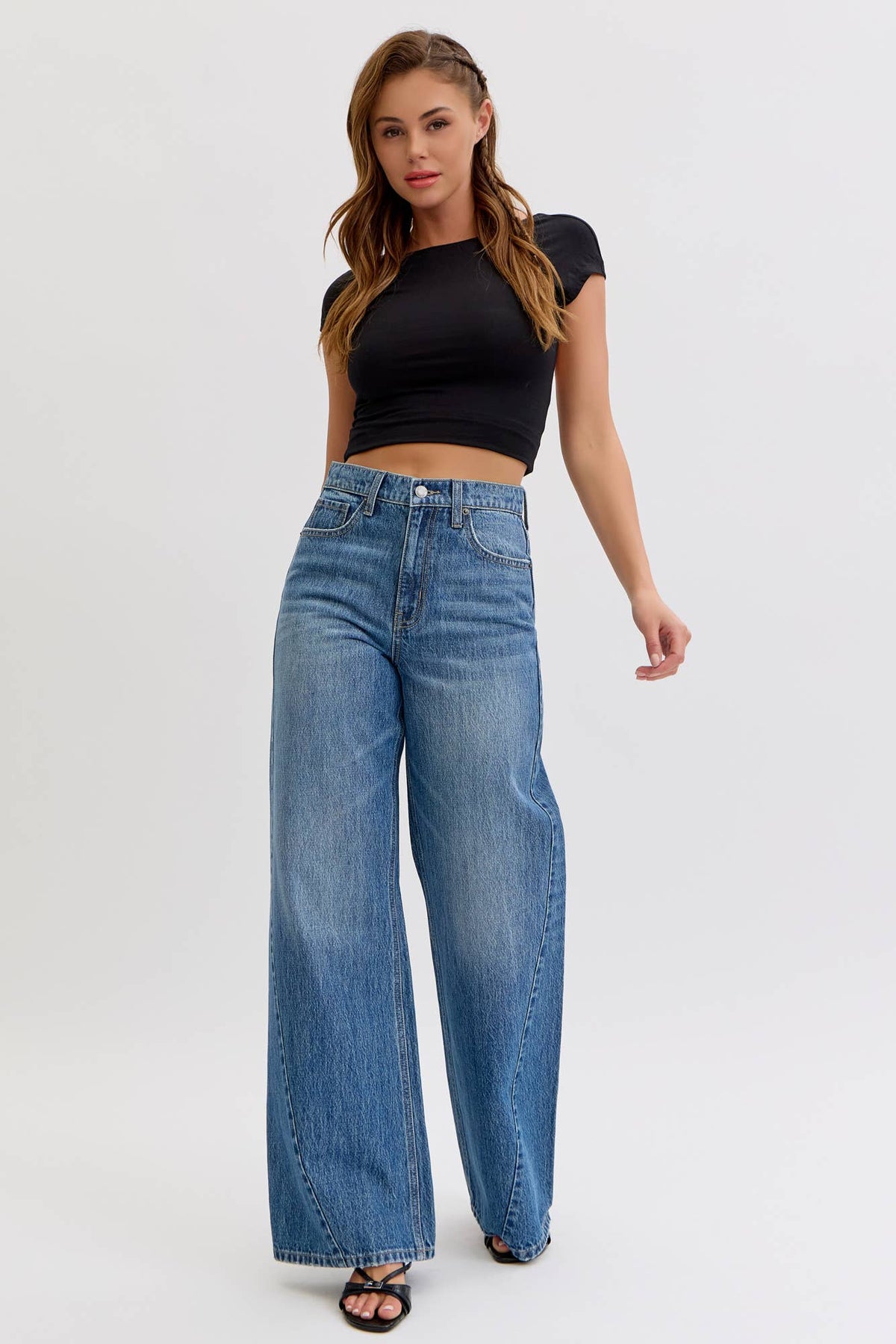 High Rise Wide Leg with Curved Side Seam
