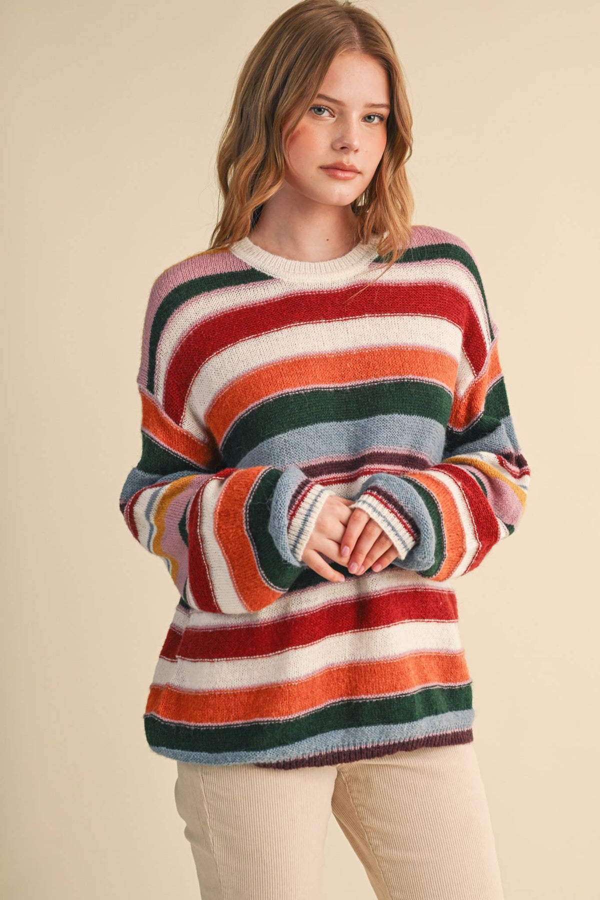 Multicolor Striped Oversized Sweater