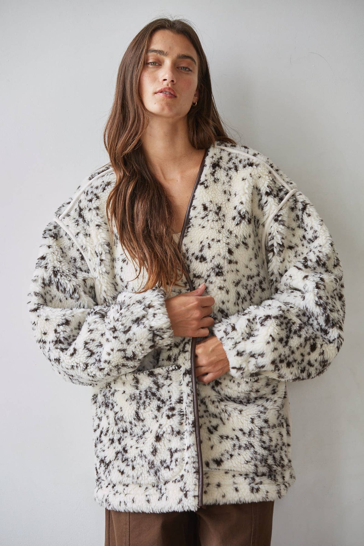 Dalmatian Print Sherpa Cocoon Jacket