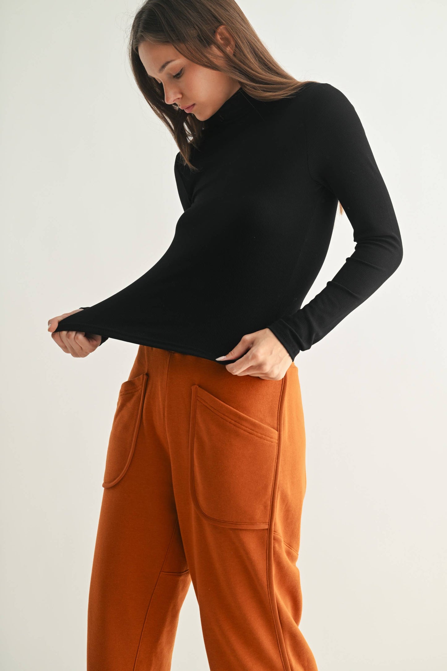 Micro Ribbed Long Sleeve Turtleneck