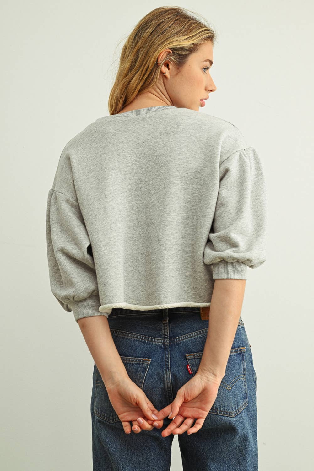 Cropped 3/4 Sleeve Sweatshirt