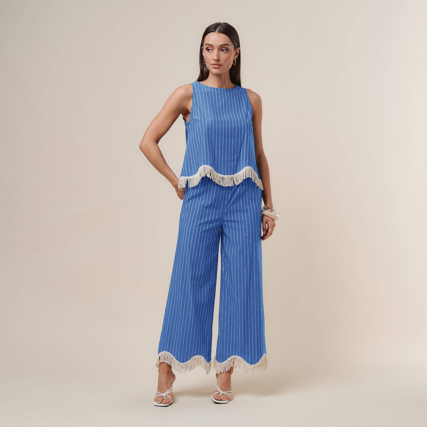 Fringe Stripe Wide Pant