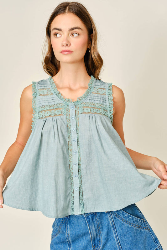 Babydoll Sleeveless Ruffle Top