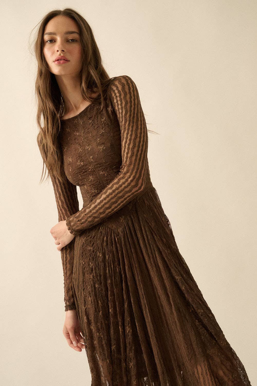 Chocolate Lace Midi Dress
