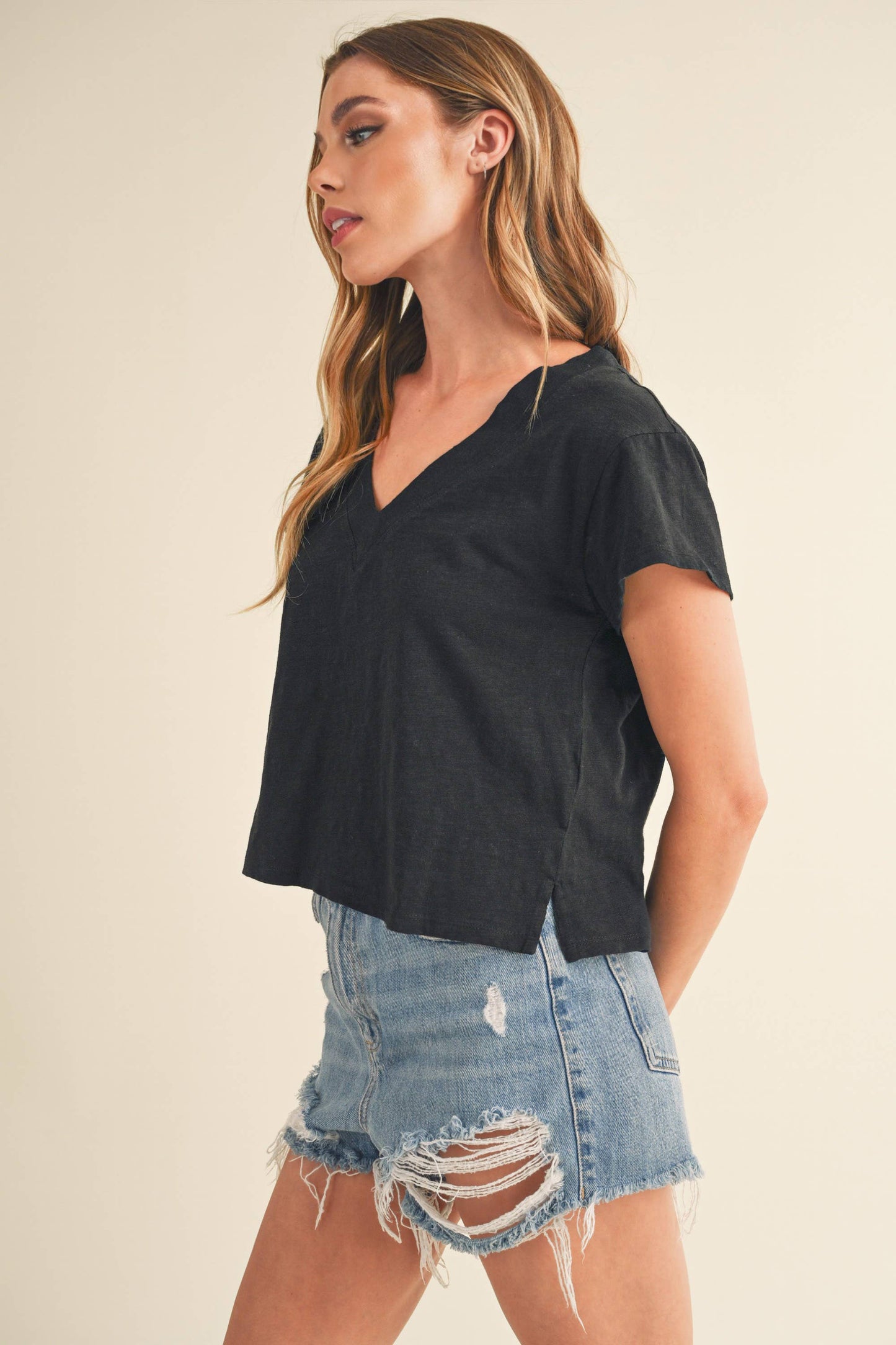 V-Neck Cropped Boxy Tee