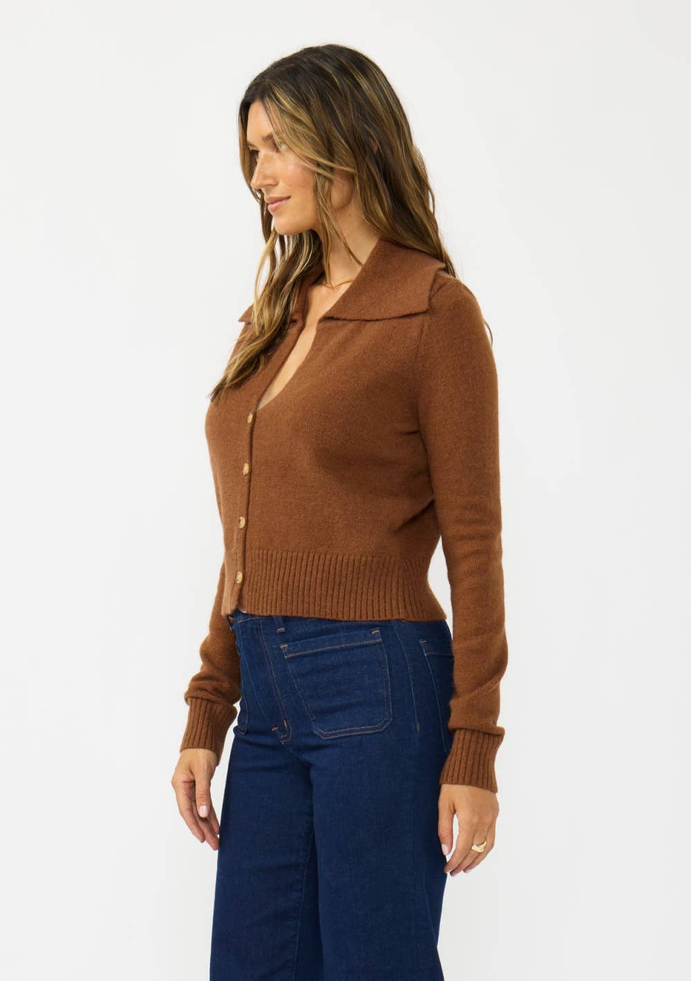 Cropped Collared Cardigan
