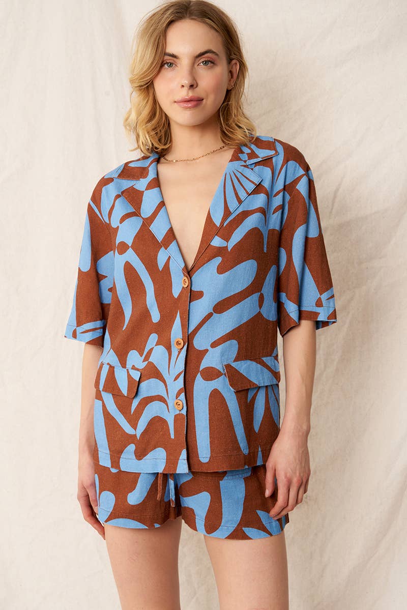 Tropical Geometric Collared Top