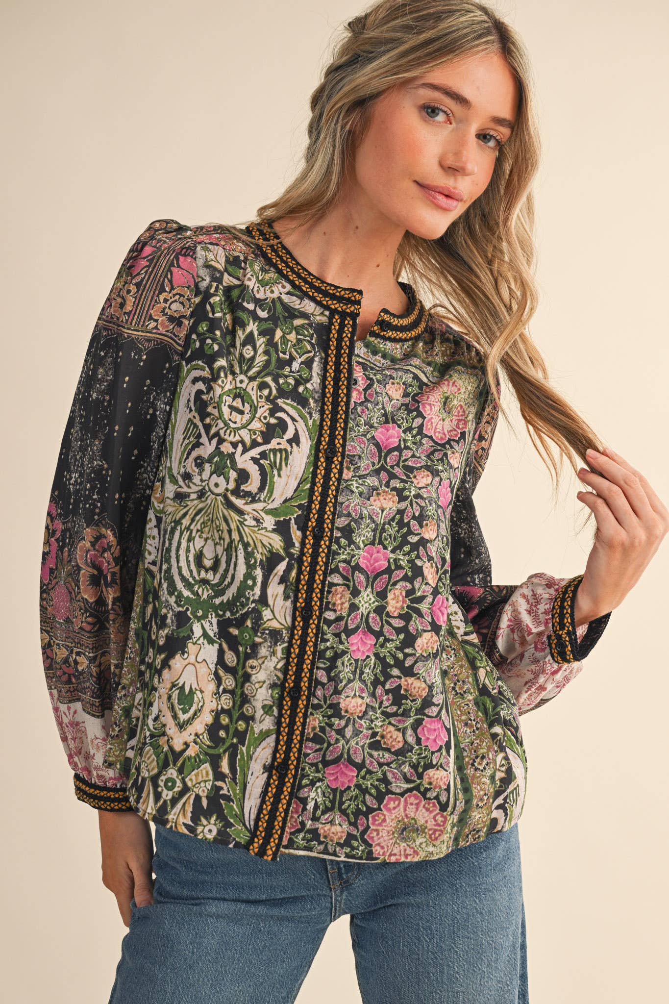 Patchwork Boho Blouse