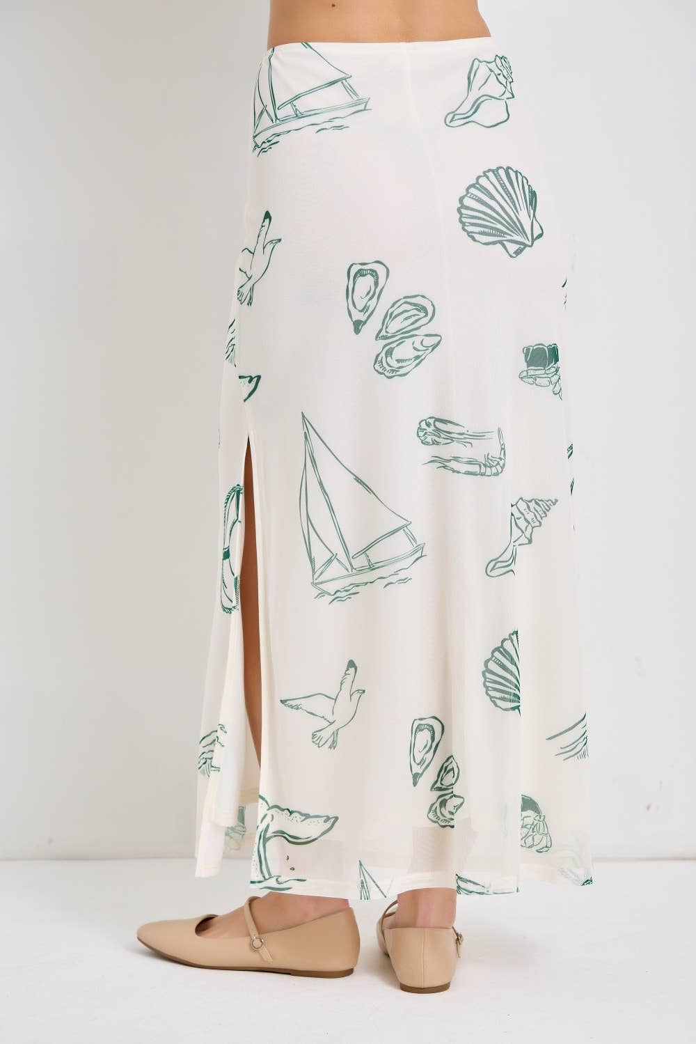 Sea Life Printed Midi Skirt