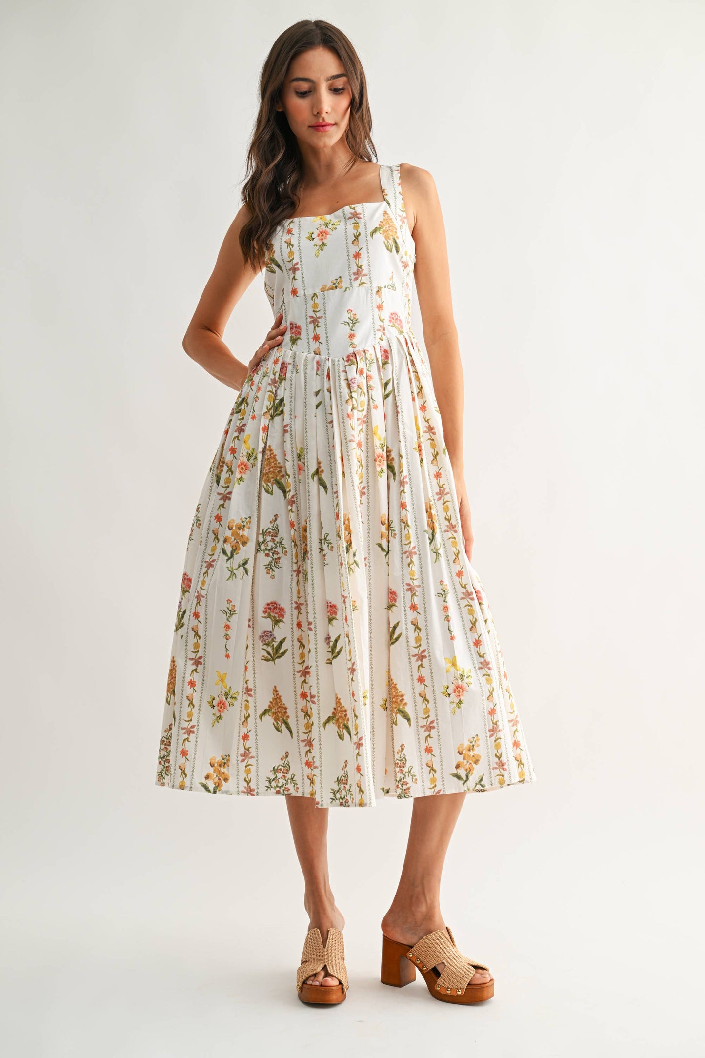 Floral Print Cotton Midi Dress