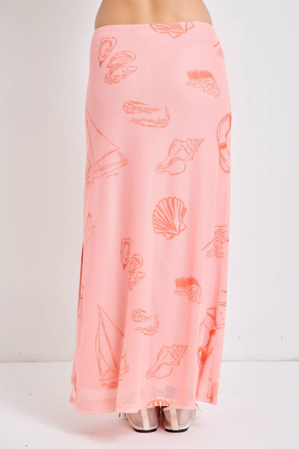 Sea Life Printed Midi Skirt