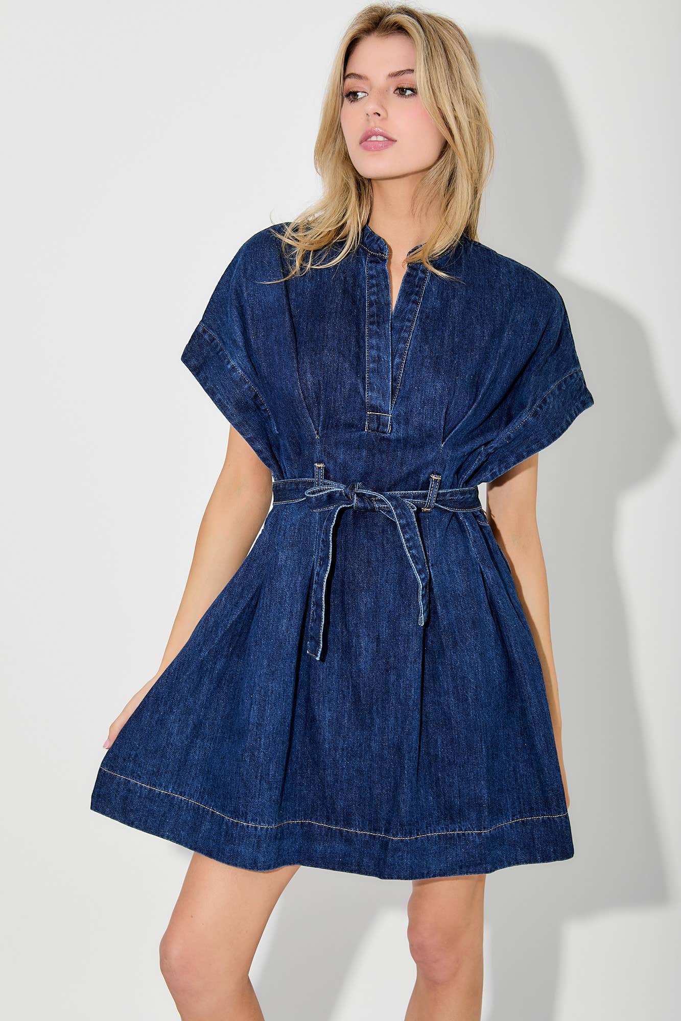 Dolman Short Sleeve Denim Dress