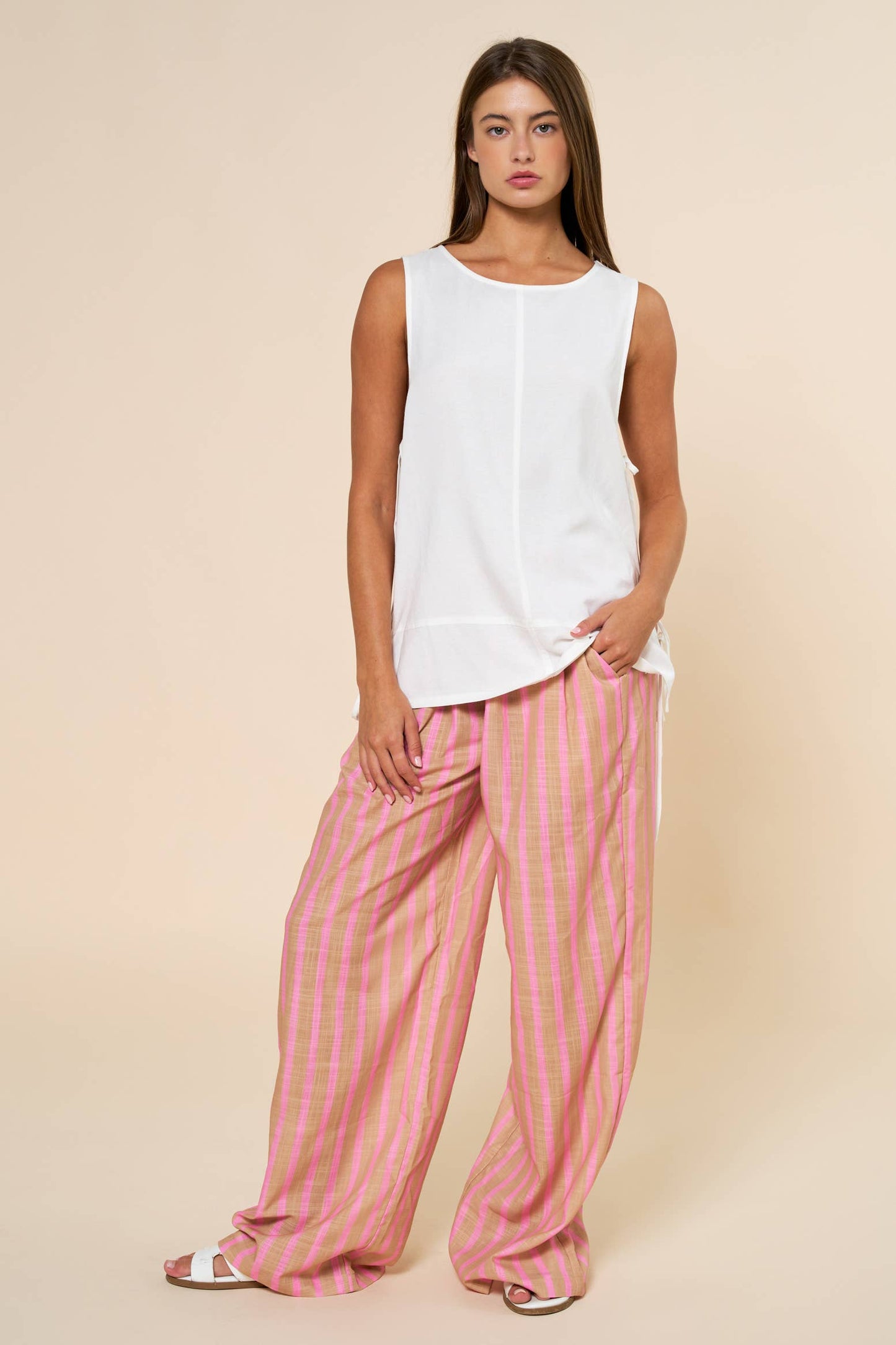 Striped Linen Wide-Leg Pant