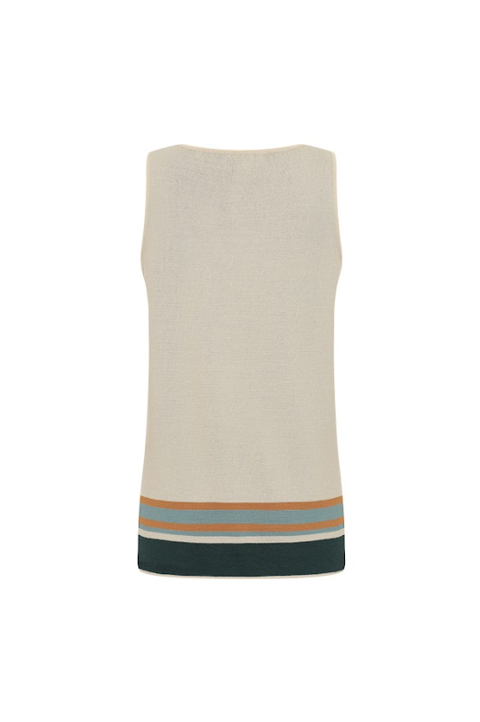 Border Stripe Knit Keyhole Top