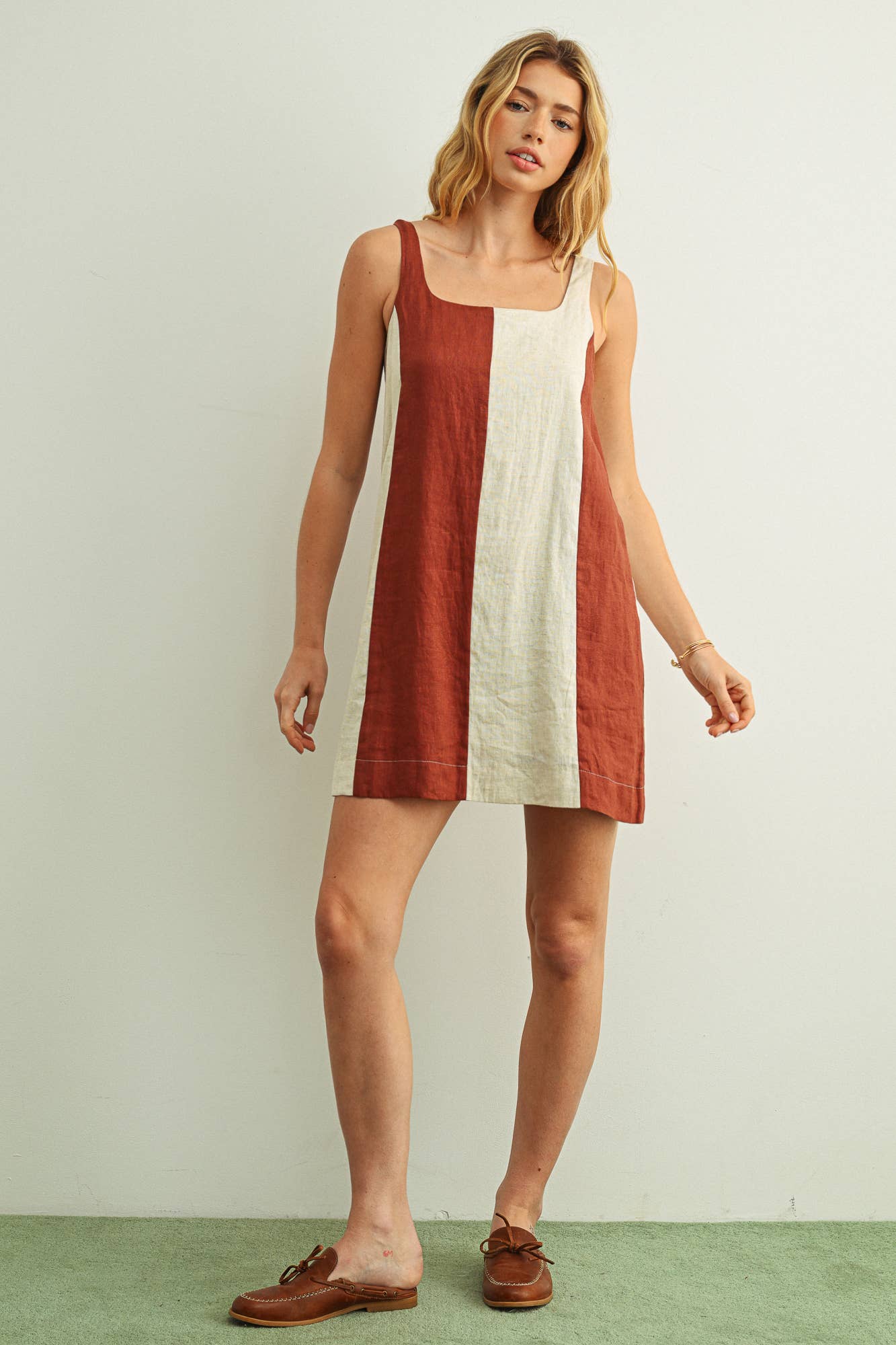 Color Block Linen Dress
