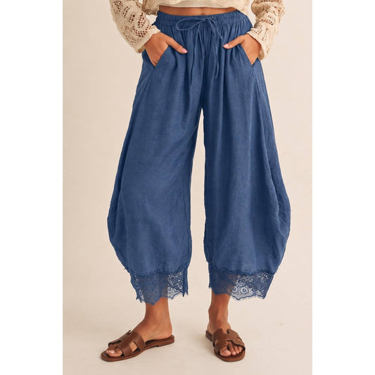 Boho Lace Trim Barrel Balloon Pants