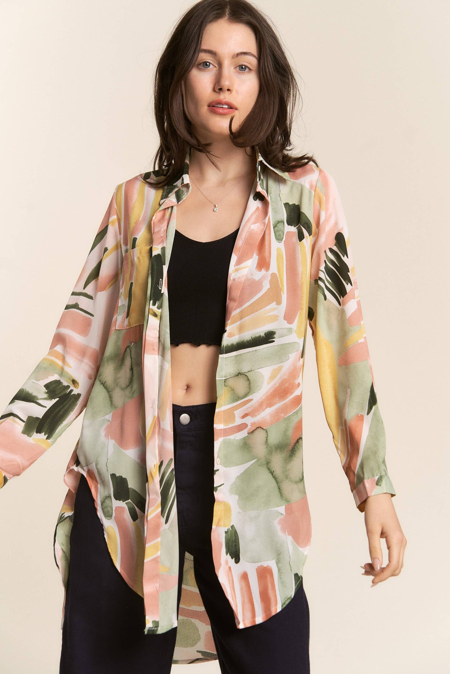 Watercolor High-Low Blouse