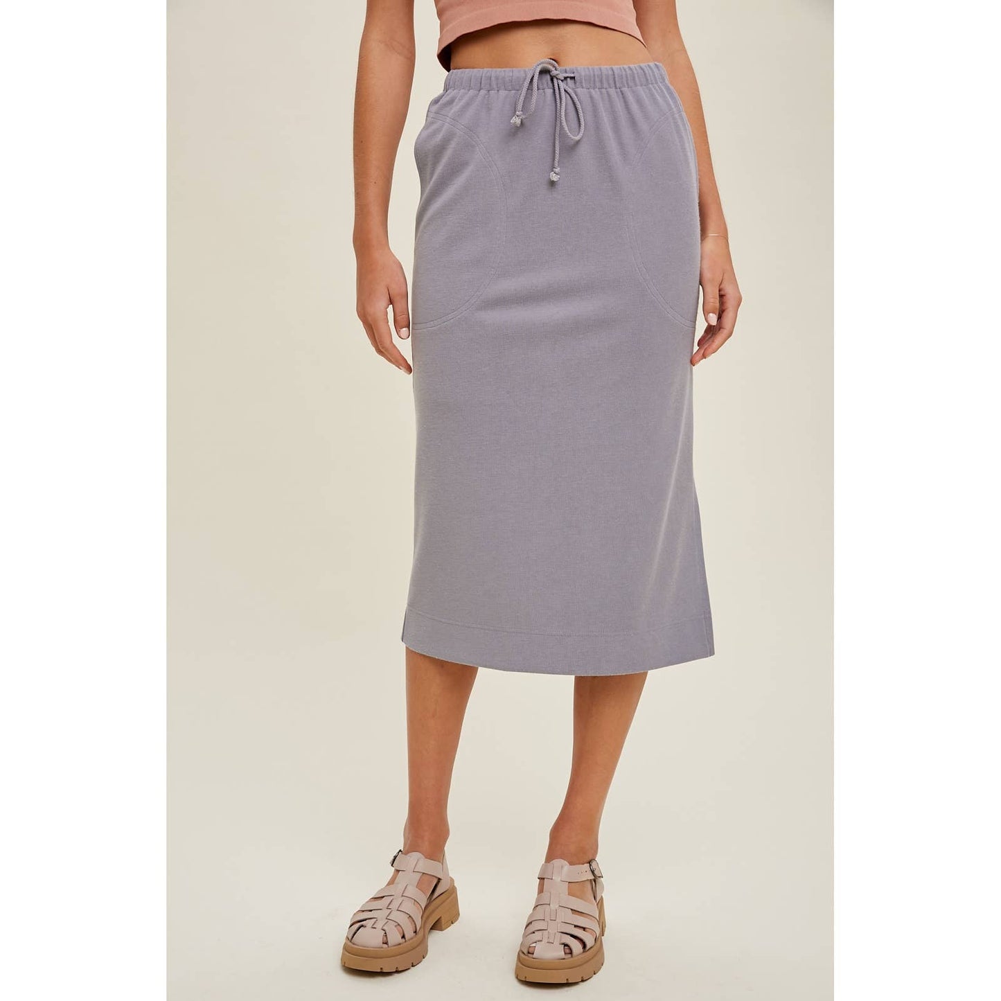 Terry Knit Midi Skirt